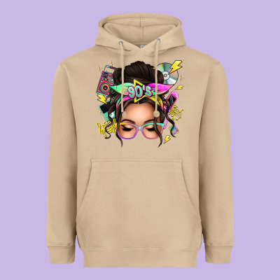 90s Messy Bun Heavyweight Hoodie Designed By Texasbilliewilder