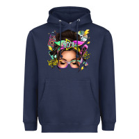 Navy 90s messy bun Heavyweight Hoodie - texasbilliewilder