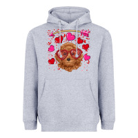 Heather Grey valentine's day toy poodle Heavyweight Hoodie - RanaPortraitStore