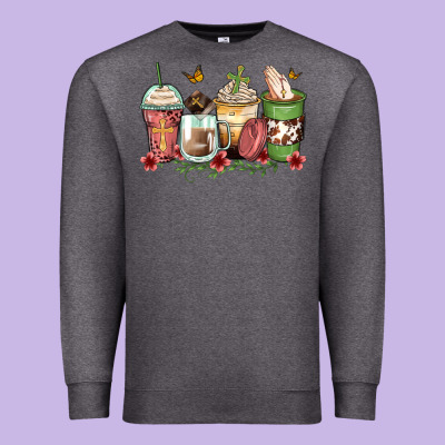 Faith Coffee Cups Premium Sweatshirt Designed By Zillion Design Studio