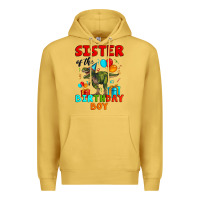 Antique Gold sister of the birthday boy t rex Premium Hoodie - Artiststas