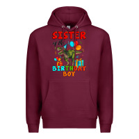 Burgundy sister of the birthday boy t rex Premium Hoodie - Artiststas