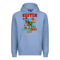 Colony Blue sister of the birthday boy t rex Premium Hoodie - Artiststas