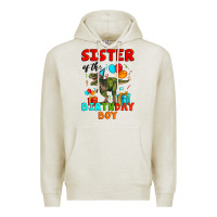 Oatmeal Heather sister of the birthday boy t rex Premium Hoodie - Artiststas