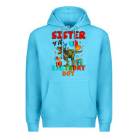 Ocean Blue sister of the birthday boy t rex Premium Hoodie - Artiststas