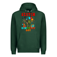 Sports Green sister of the birthday boy t rex Premium Hoodie - Artiststas