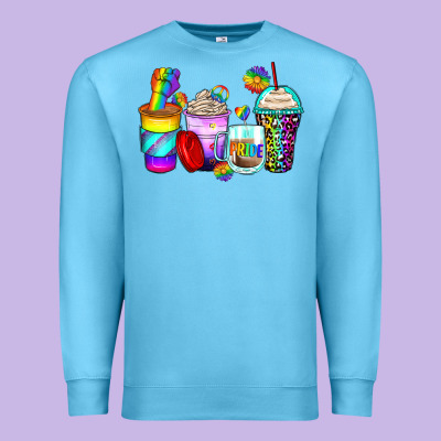 Pride Coffee Cups Premium Sweatshirt Designed By Zillion Design Studio