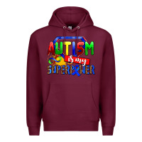 Burgundy autism is my superpower Premium Hoodie - AdoDesignShop
