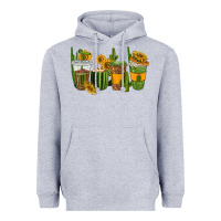 Heather Grey cactus coffee cups Heavyweight Hoodie - texasbilliewilder