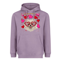 Lavender Valentine's day white pomeranian Heavyweight Hoodie - RanaPortraitStore