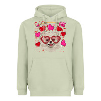 Matcha Valentine's day white pomeranian Heavyweight Hoodie - RanaPortraitStore