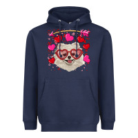 Navy Valentine's day white pomeranian Heavyweight Hoodie - RanaPortraitStore