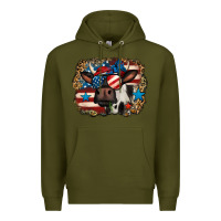 Army Green 4th of july cow Premium Hoodie - Jasminsmagicworld