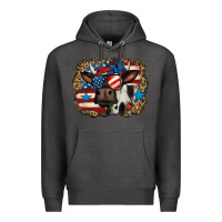 Charcoal Heather 4th of july cow Premium Hoodie - Jasminsmagicworld