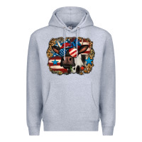 Heather Grey 4th of july cow Premium Hoodie - Jasminsmagicworld