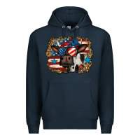 Navy 4th of july cow Premium Hoodie - Jasminsmagicworld