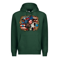 Sports Green 4th of july cow Premium Hoodie - Jasminsmagicworld