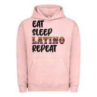 Pigment Salmon eat sleep latino repeat Urban Hoodie - BundleAndBundleShop