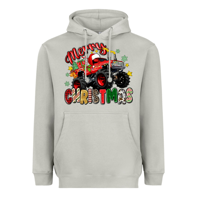 Merry Christmas Truck Heavyweight Hoodie by Zillion Design Studio | Teevron
