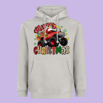 Merry Christmas Truck Heavyweight Hoodie Designed By Zillion Design Studio