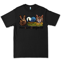 Black Peace Love Bengal Cat Head Premium Tee - LillyAllenDesigns