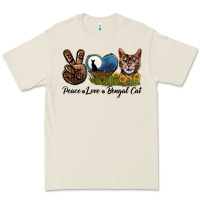 Bone Peace Love Bengal Cat Head Premium Tee - LillyAllenDesigns