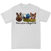 Dove Grey Peace Love Bengal Cat Head Premium Tee - LillyAllenDesigns