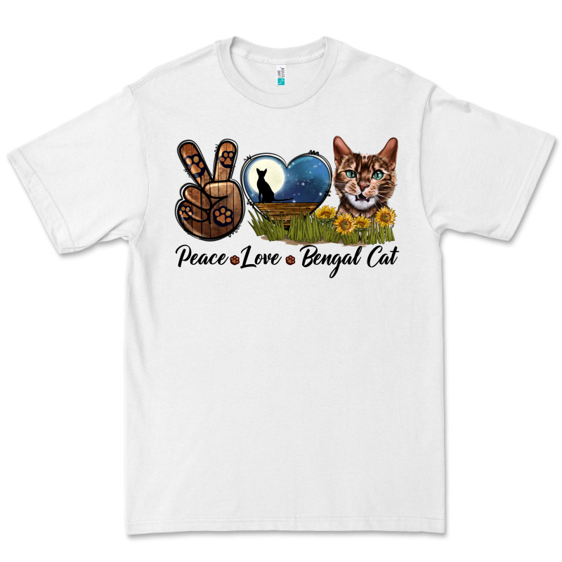 Peace Love Bengal Cat Head Premium Tee by LillyAllenDesigns | Teevron