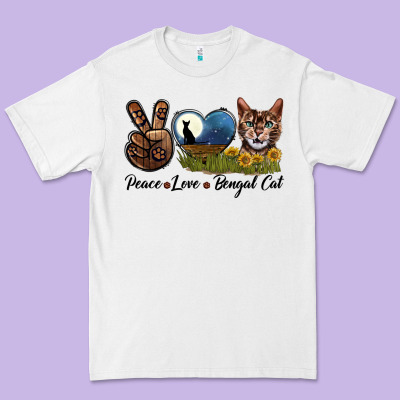 Peace Love Bengal Cat Head Premium Tee Designed By Lillyallendesigns