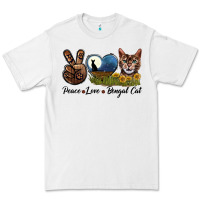 White Peace Love Bengal Cat Head Premium Tee - LillyAllenDesigns