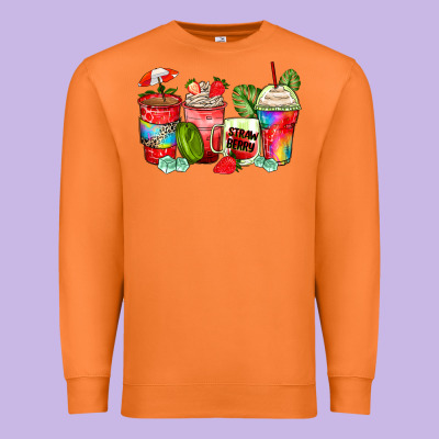 Strawberry Coffee Cups Premium Sweatshirt Designed By Zillion Design Studio