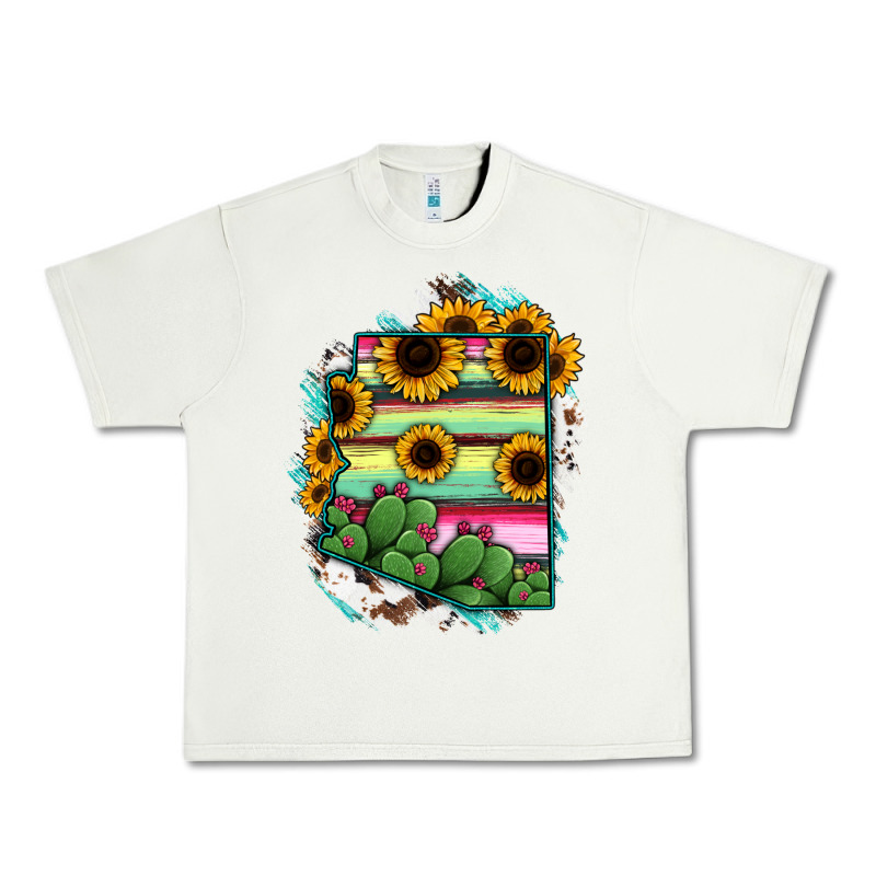 Arizona Map Sunflower Cactus Serape Urban Heavy Tee by RanaPortraitStore | Teevron