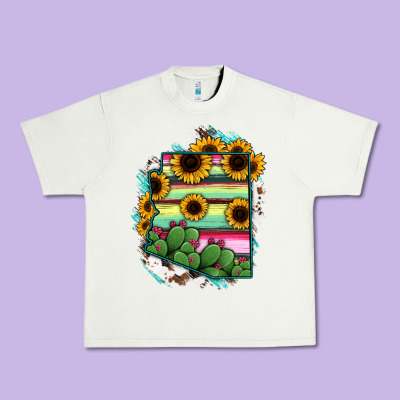 Arizona Map Sunflower Cactus Serape Urban Heavy Tee Designed By Ranaportraitstore