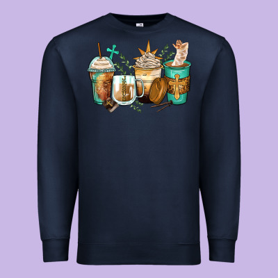 Jesus Coffee Cups Premium Sweatshirt Designed By Zillion Design Studio