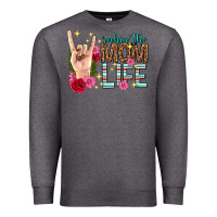 Charcoal Heather rockin the mom life mothers day Premium Sweatshirt - texasbilliewilder