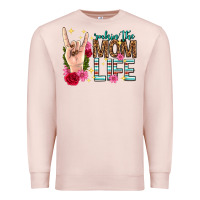 Pale Pink rockin the mom life mothers day Premium Sweatshirt - texasbilliewilder