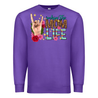 Purple rockin the mom life mothers day Premium Sweatshirt - texasbilliewilder