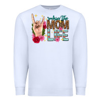 White rockin the mom life mothers day Premium Sweatshirt - texasbilliewilder