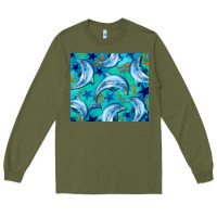 Army Green dolphin tumbler Long Sleeve Tee - BarkalooDesign