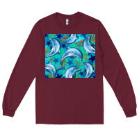 Burgundy dolphin tumbler Long Sleeve Tee - BarkalooDesign