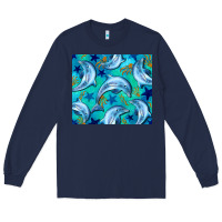 Navy dolphin tumbler Long Sleeve Tee - BarkalooDesign