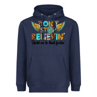 Navy dont stop believing Heavyweight Hoodie - texasbilliewilder