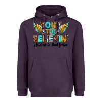 Plum dont stop believing Heavyweight Hoodie - texasbilliewilder