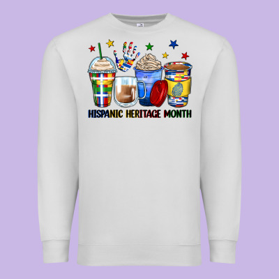 Hispanic Heritage Month Coffee Cups Premium Sweatshirt Designed By Zillion Design Studio