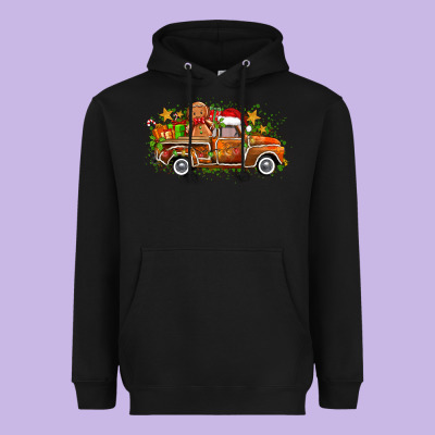 Christmas Gingerbread Truck Heavyweight Hoodie Designed By Zillion Design Studio