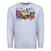 Heather Grey hairstylist coffee cups Premium Sweatshirt - Zillion Design Studio