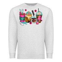 Oatmeal Heather hairstylist coffee cups Premium Sweatshirt - Zillion Design Studio