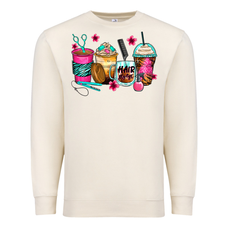 Hairstylist Coffee Cups Premium Sweatshirt by Zillion Design Studio | Teevron