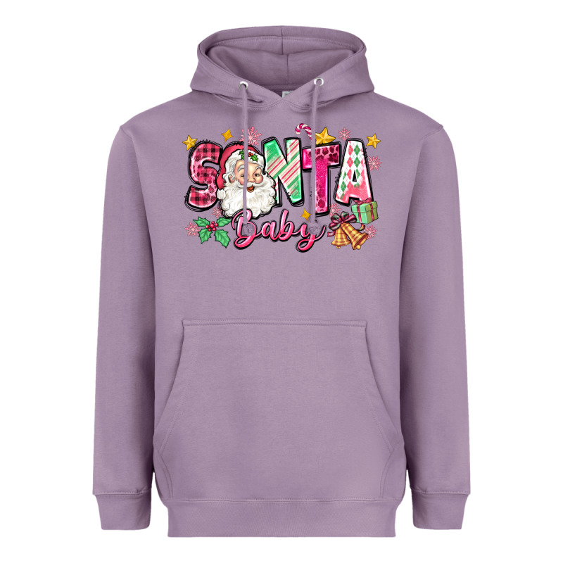 Pink Santa Baby Christmas Heavyweight Hoodie by Zillion Design Studio | Teevron