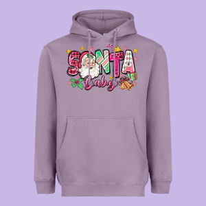 Pink Santa Baby Christmas Heavyweight Hoodie Designed By Zillion Design Studio